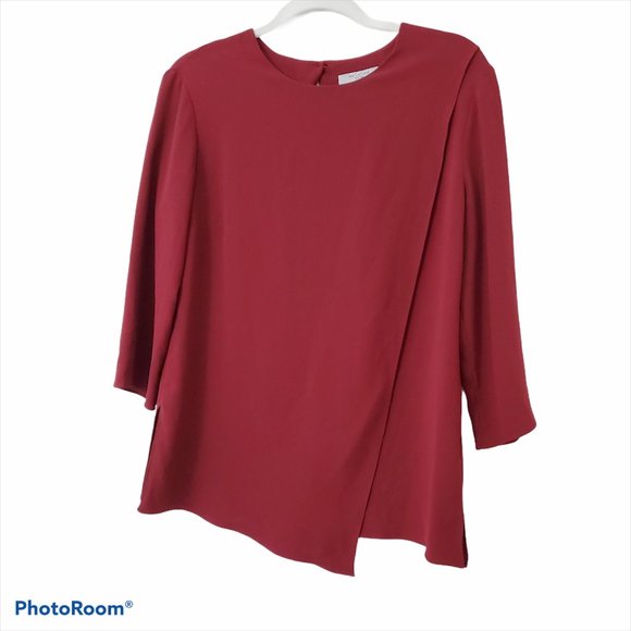 M.M. Lafleur Bourgeois Top Blouse Red Wrap Small - Picture 2 of 11